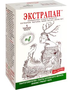 Buy EXTRAPAN 4, a tonic drink with pantogematogen and maral antlers, pineapple, pomegranate, chaga and licorice, 5 sachets of 14 g each  | Online Pharmacy | https://buy-pharm.com