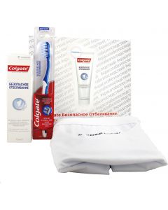 Buy Set Colgate Safe whitening 'Beauty without consequences': paste 75 ml + toothbrush + T-shirt 'Beauty requires gentle care', size s | Online Pharmacy | https://buy-pharm.com