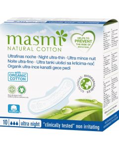 Buy Natural sanitary pads Masmi Organic Cotton ultra-thin, night 10 pcs | Online Pharmacy | https://buy-pharm.com
