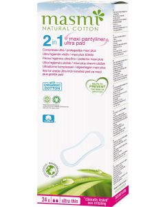 Buy Natural sanitary pads Masmi Natural Cotton 2 in 1 Soft Maxi Plus for every day and for cycle days 24 pcs | Online Pharmacy | https://buy-pharm.com