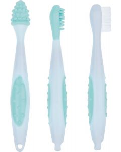 Buy Bebe Confort children's toothbrush set, 3106203000, with a bag for storage , from 3 months to 3 years, blue, 3 pcs | Online Pharmacy | https://buy-pharm.com