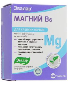 Buy Magnesium B6 'Evalar', for strong nerves, 60 tablets | Online Pharmacy | https://buy-pharm.com