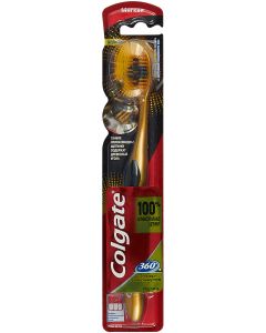 Buy Colgate Toothbrush '360 ° Golden with charcoal', soft, golden, black | Online Pharmacy | https://buy-pharm.com