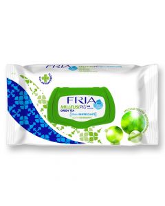 Buy Antibacterial Fria wipes, moist, cleansing, with green tea, 64 pcs / pack | Online Pharmacy | https://buy-pharm.com