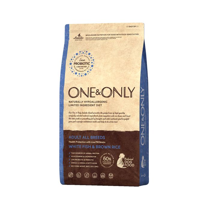 Buy One & Only dry food white fish with rice for dogs of all breeds 3kg