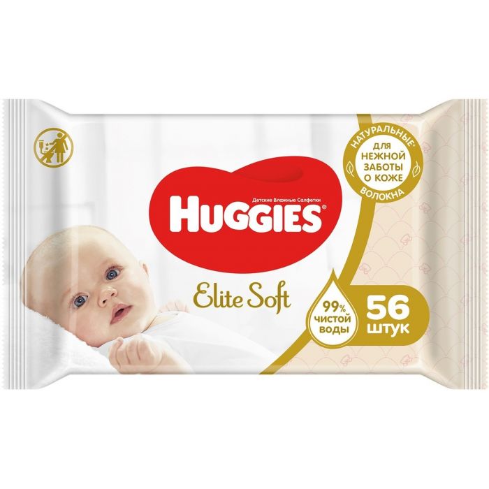 Buy Wet wipes Huggies Elite Soft, 56 pcs